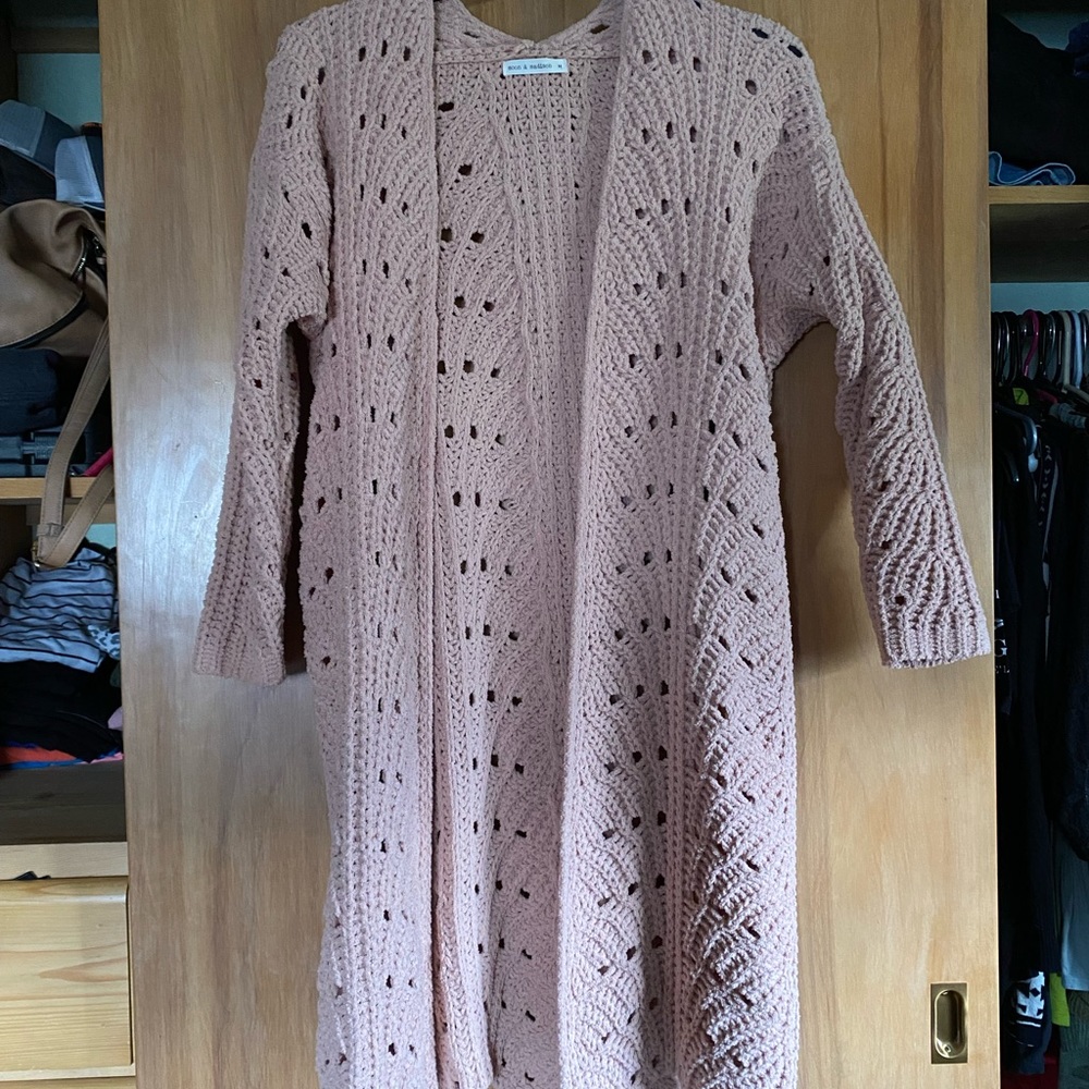 Long SOFT thick cardigan blush pink